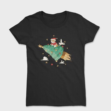 Santa Cat Christmas Tree, Tricou Femei