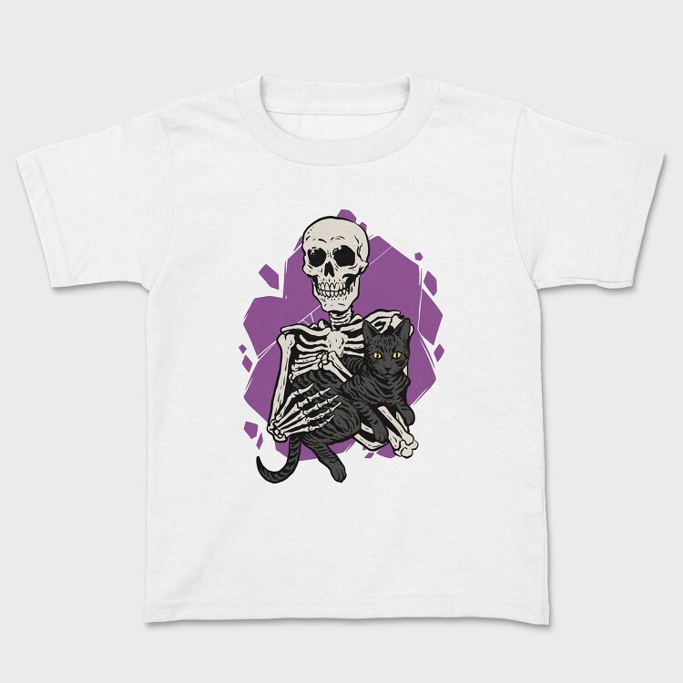 Skeleton Cuddling With a Black Cat, Tricou Copii