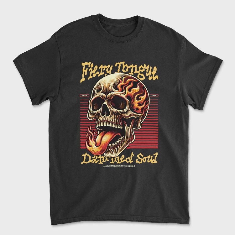 Skeleton Fiery Tongle, Tricou Barbati (Unisex)