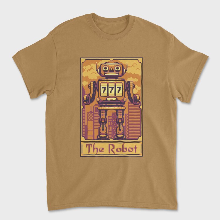 Pixelart Tarot Card the Robot, Tricou Barbati (Unisex)