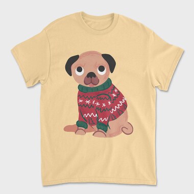 Pug Dog Wearing Uglysweater, Tricou Barbati (Unisex)