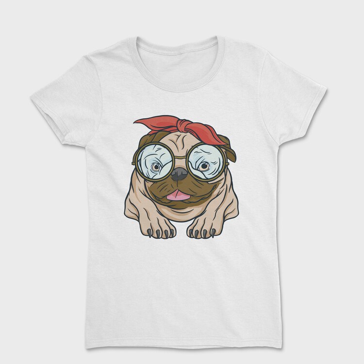 Pug With Glasses, Tricou Femei