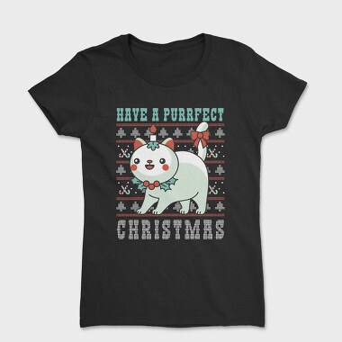 Purrfect Christmas Ugly Sweater, Tricou Femei