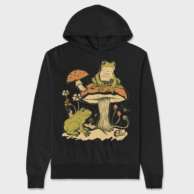 Mushrooms Frogs Nature, Hanorac Oversize Barbati (Unisex)