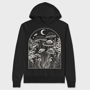 Mushrooms Moon Monochrome, Hanorac Oversize Barbati (Unisex)