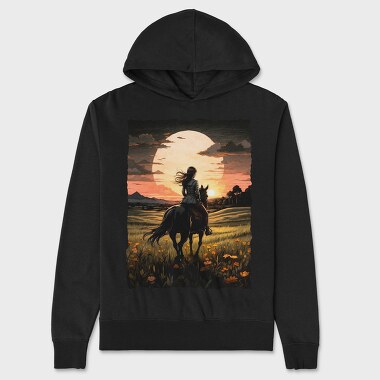 Rider Girl on Horse, Hanorac Oversize Barbati (Unisex)