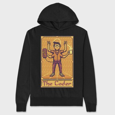 Pixelart Tarot Card the Coder, Hanorac Oversize Barbati (Unisex)