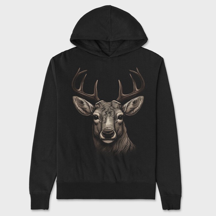 Realistic Deer, Hanorac Oversize Barbati (Unisex)