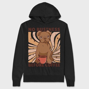 No Business Before Coffee Dog, Hanorac Oversize Barbati (Unisex)