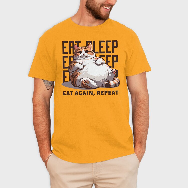 Cat Eat Sleep Repeat, Tricou Barbati (Unisex)