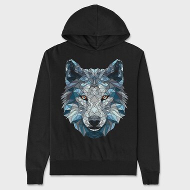 Polygonal White Wolf, Hanorac Oversize Barbati (Unisex)