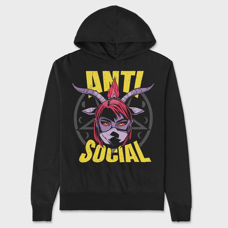 Anti Social Diabolic Girl, Hanorac Oversize Barbati (Unisex)