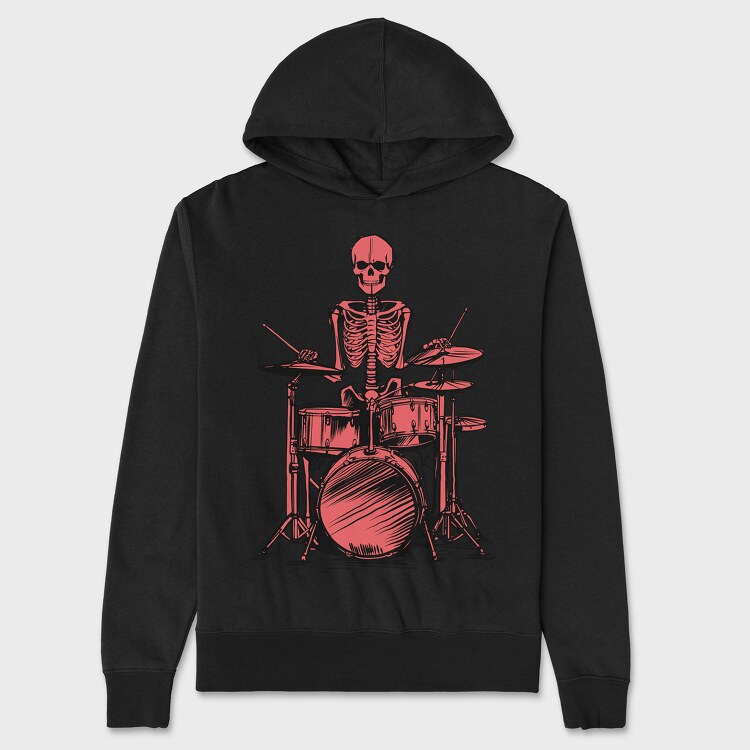 Red Skeleton Drummer, Hanorac Oversize Barbati (Unisex)