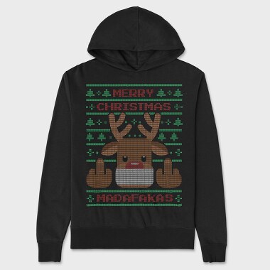 Reindeer Middle Finger Ugly Sweater, Hanorac Oversize Barbati (Unisex)