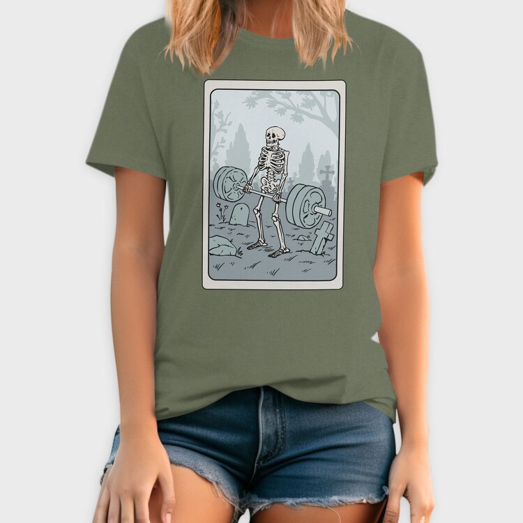 Skeleton Deadlifting Tarot Card, Tricou Barbati (Unisex)