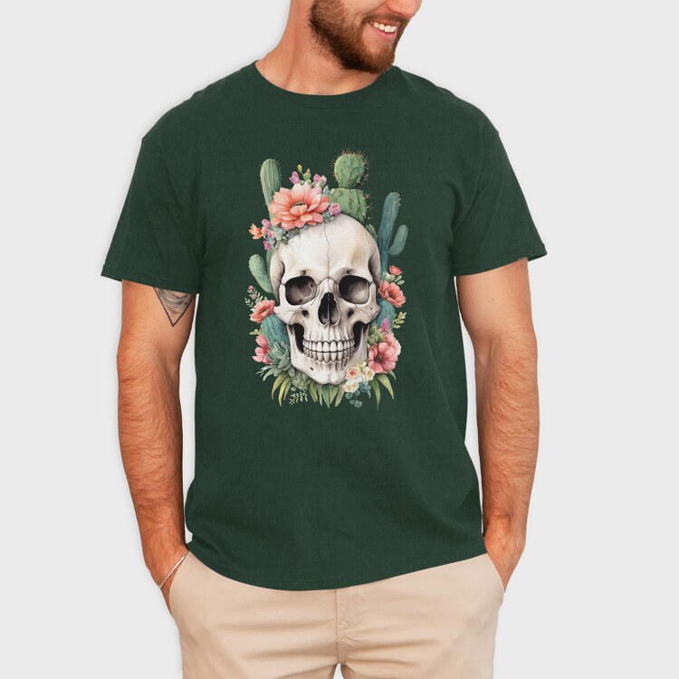 Skull cactus Flowers, Tricou Barbati (Unisex)