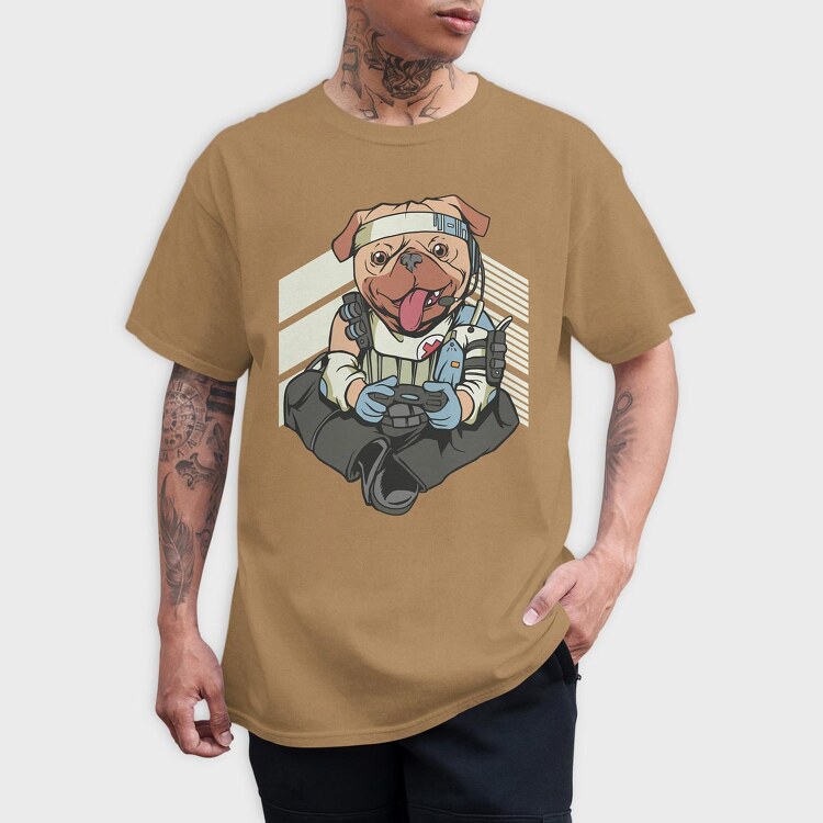 Gamer Pug, Tricou Barbati (Unisex)
