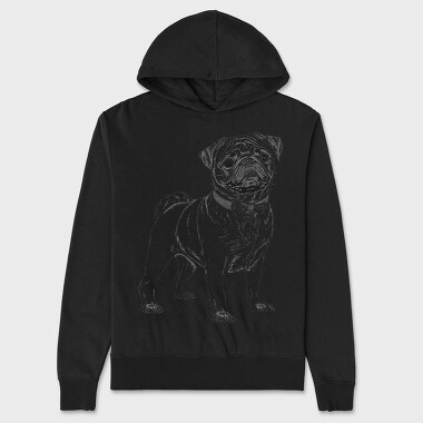 Pug Dog, Hanorac Oversize Barbati (Unisex)