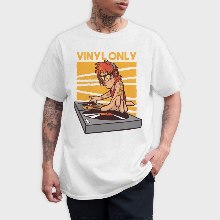 Vinyl Only Dj, Tricou Barbati (Unisex)