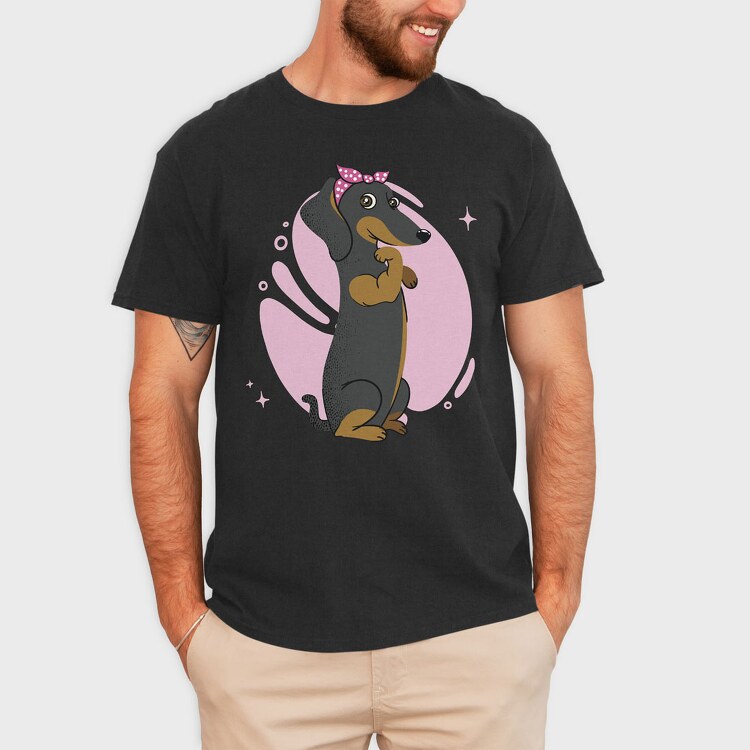Dachsund Girl, Tricou Barbati (Unisex)
