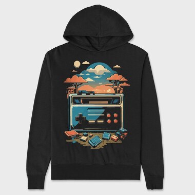 Retro Joystick Landscape, Hanorac Oversize Barbati (Unisex)