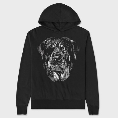 Rottweiler Eyepatch Portrait, Hanorac Oversize Barbati (Unisex)