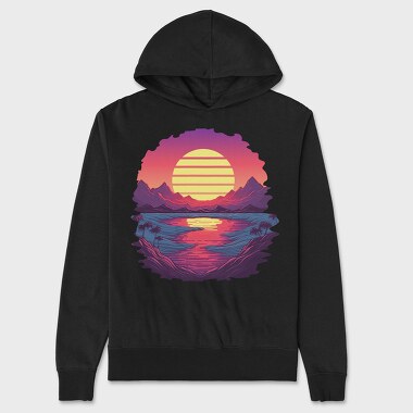 Retro Sunset View, Hanorac Oversize Barbati (Unisex)