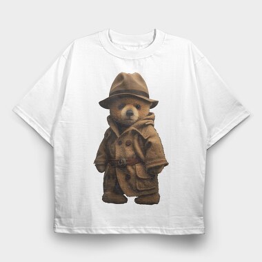 Detective Teddy, Tricou Oversize Barbati (Unisex)