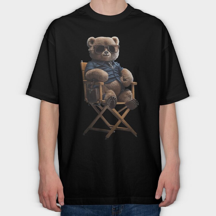 Teddy Bear on Chair, Tricou Oversize Barbati (Unisex)