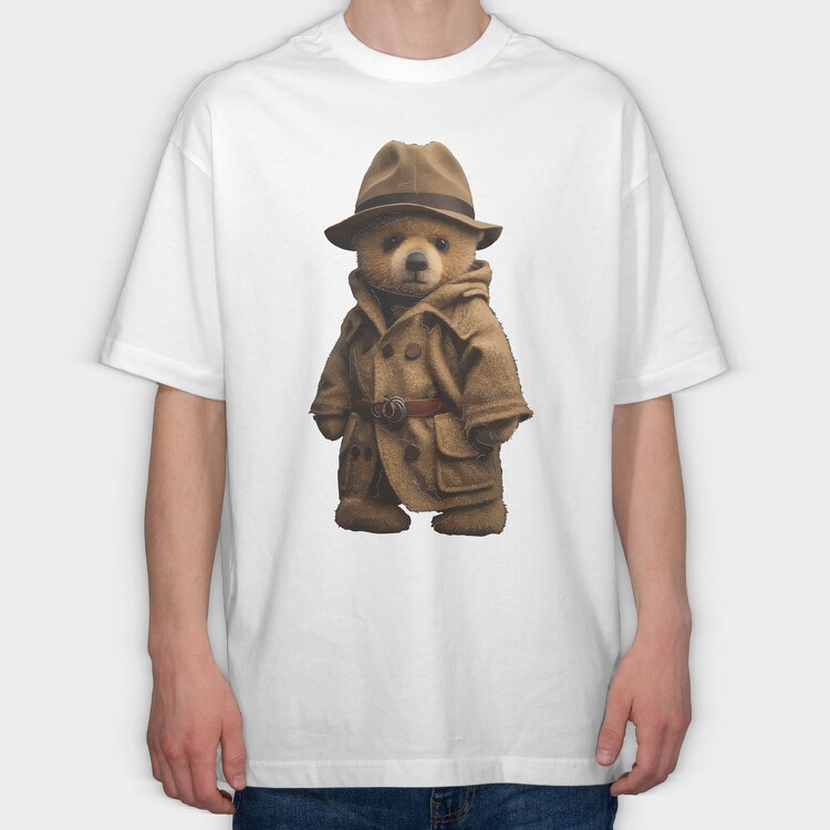 Detective Teddy, Tricou Oversize Barbati (Unisex)