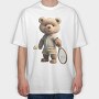 Tennis Teddy Bear, Tricou Oversize Barbati (Unisex)