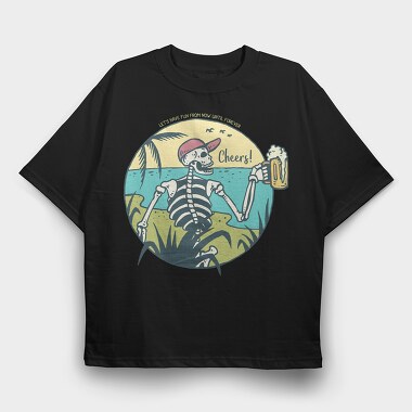 Cheers Skull, Tricou Oversize Barbati (Unisex)