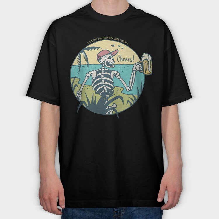 Cheers Skull, Tricou Oversize Barbati (Unisex)