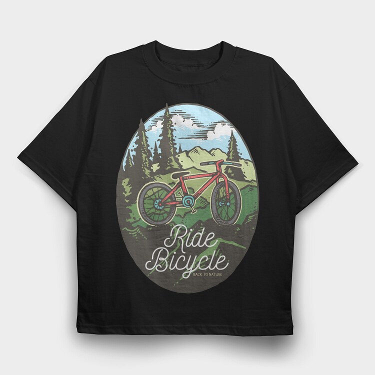 Ride Bicycle, Tricou Oversize Barbati (Unisex)
