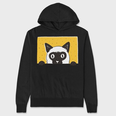 Peeking Cat, Hanorac Oversize Barbati (Unisex)