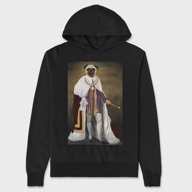 Royalty Pug Painting, Hanorac Oversize Barbati (Unisex)