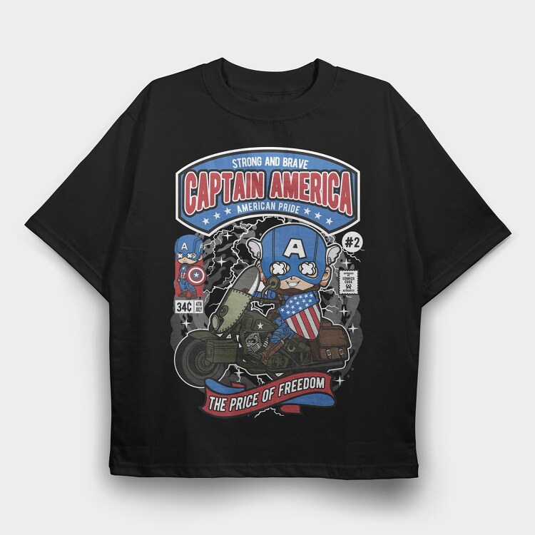 Captain America Motorcycle, Tricou Oversize Barbati (Unisex)