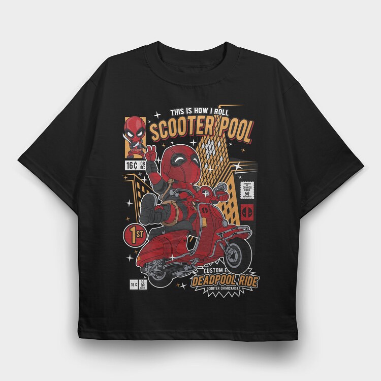 Deadpool Scooter, Tricou Oversize Barbati (Unisex)