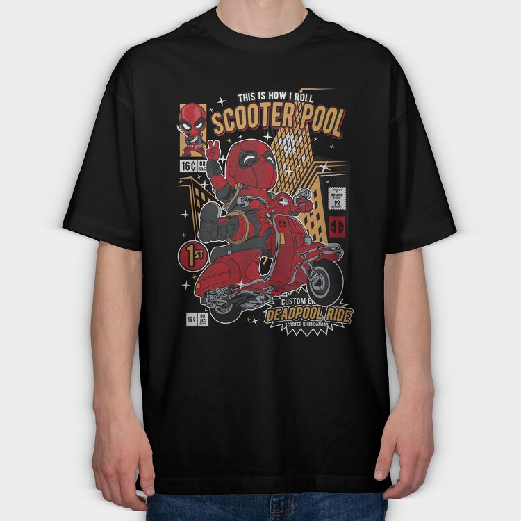 Deadpool Scooter, Tricou Oversize Barbati (Unisex)