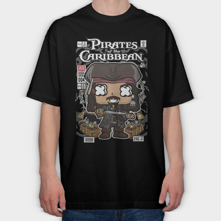 Jack Sparrow Pirates Of The Caribbean, Tricou Oversize Barbati (Unisex)
