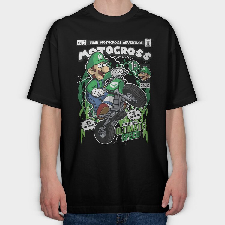Luigi Motocross, Tricou Oversize Barbati (Unisex)