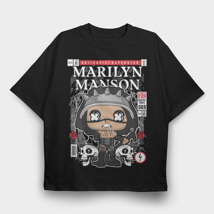 Marilyn Manson, Tricou Oversize Barbati (Unisex)