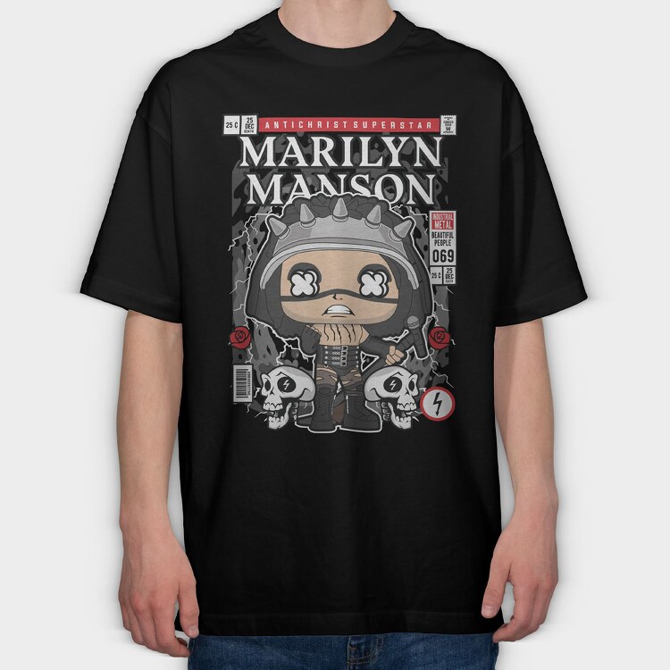 Marilyn Manson, Tricou Oversize Barbati (Unisex)