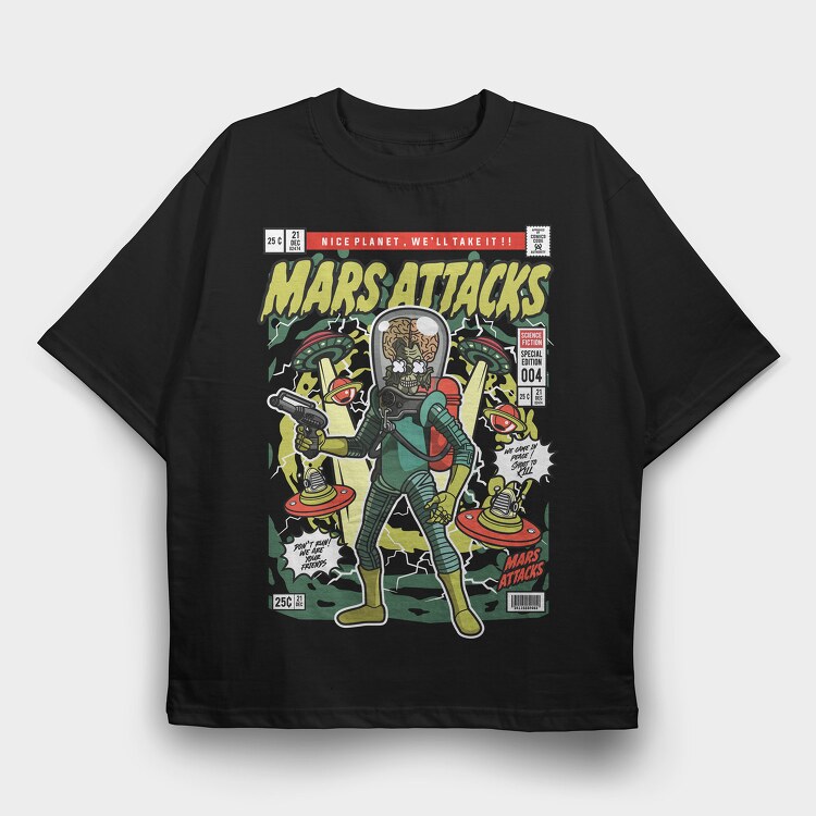 Mars Attacks, Tricou Oversize Barbati (Unisex)