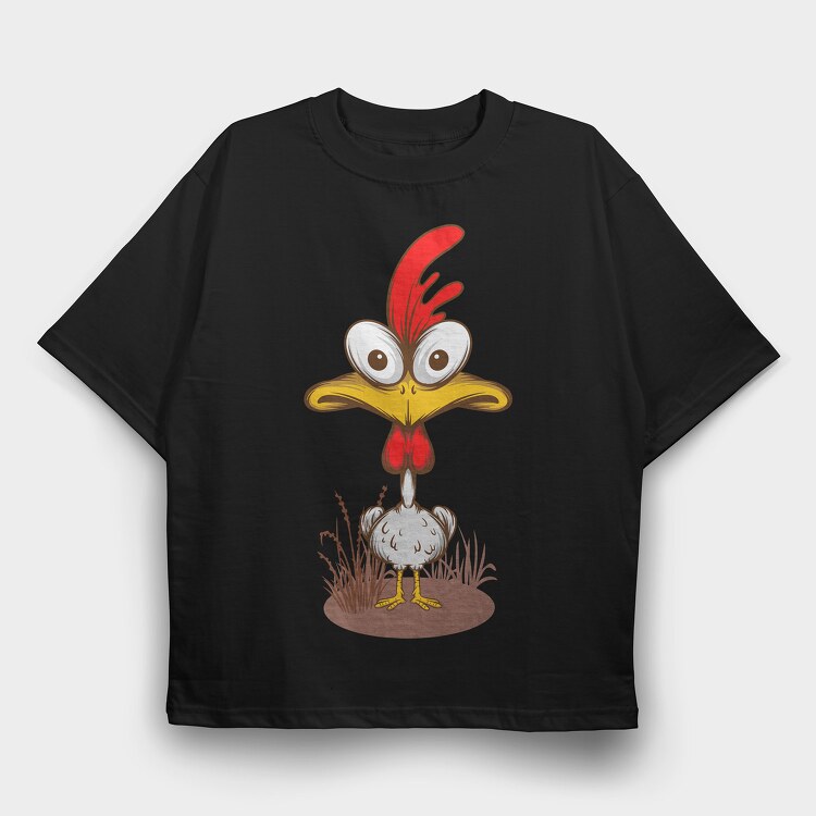 Funny Chicken, Tricou Oversize Barbati (Unisex)