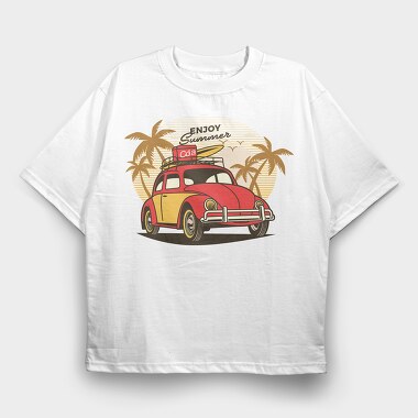 1956 Volkswagen Beetle, Tricou Oversize Barbati (Unisex)