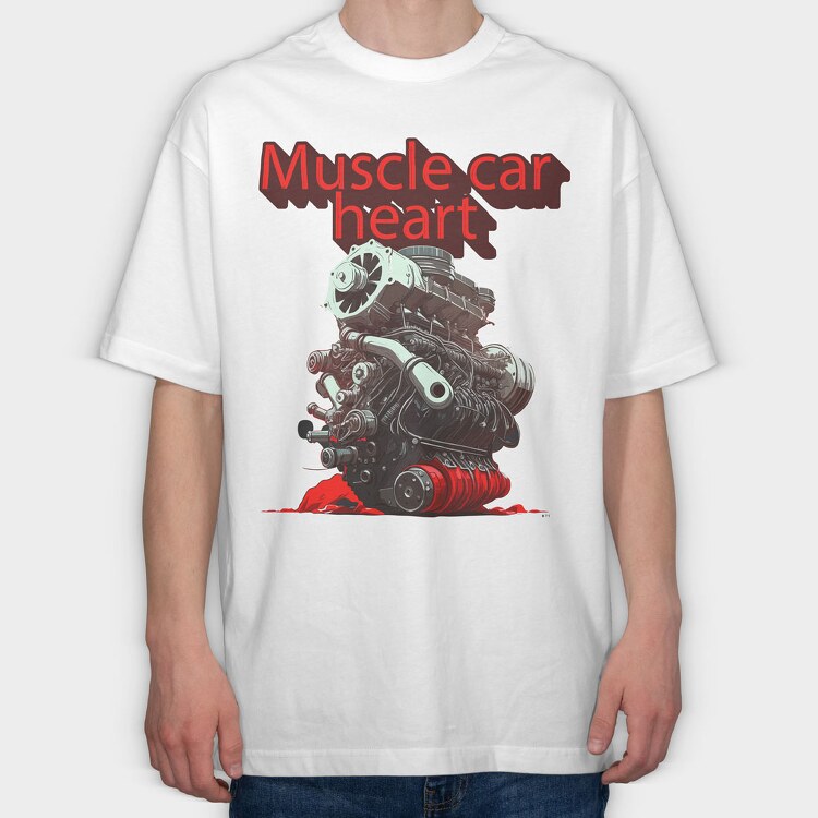 Muscle Car Heart Engine Anime, Tricou Oversize Barbati (Unisex)