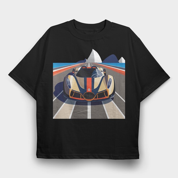 Retro Vintage Supercar, Tricou Oversize Barbati (Unisex)
