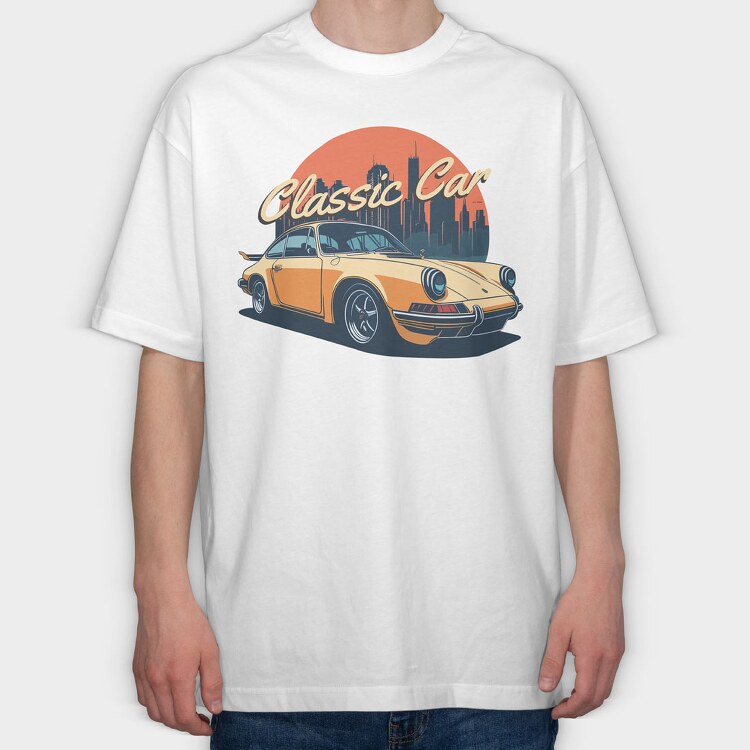 Classic Car Porsche, Tricou Oversize Barbati (Unisex)