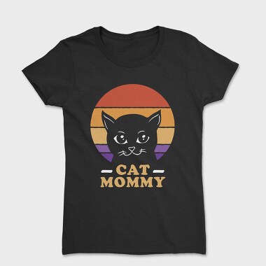 Cat Mommy Retro Sunset, Tricou Femei